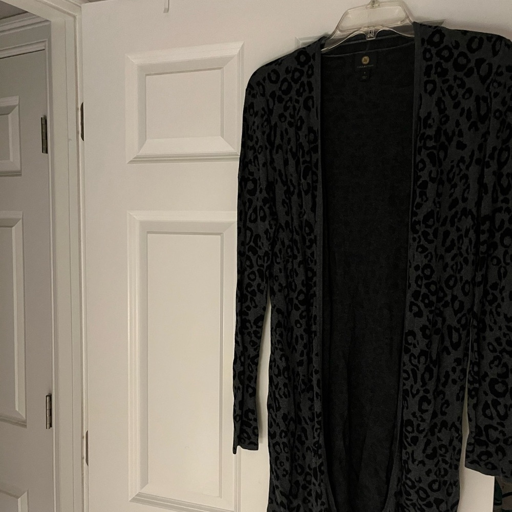 Black Leopard Print Cardigan